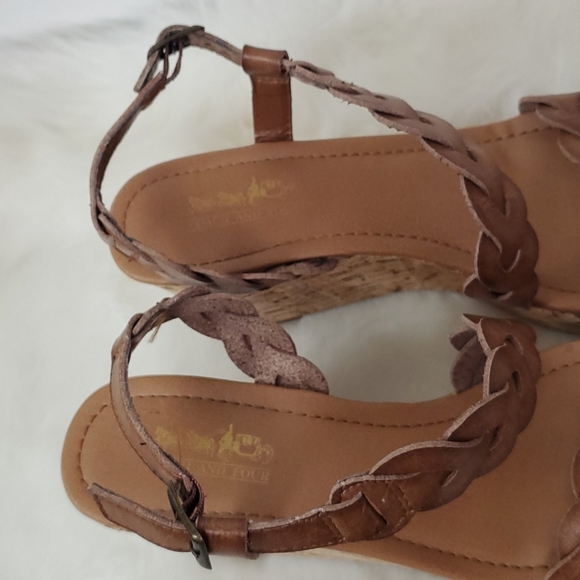 Coach and Four cork sandals brown strap leather strips women size 9M - Picture 7 of 12